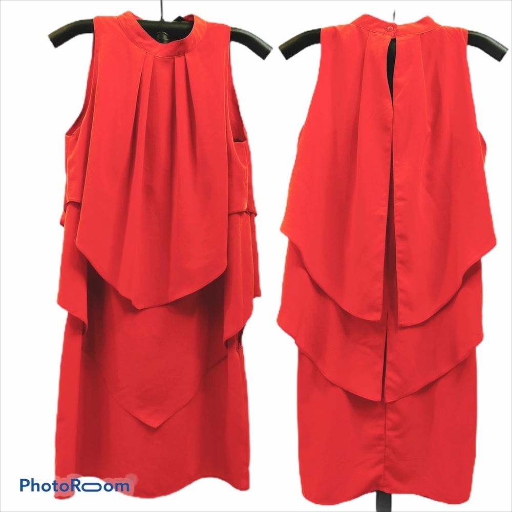 H&M Red Orange Sleeveless Tiered Dress Size 4